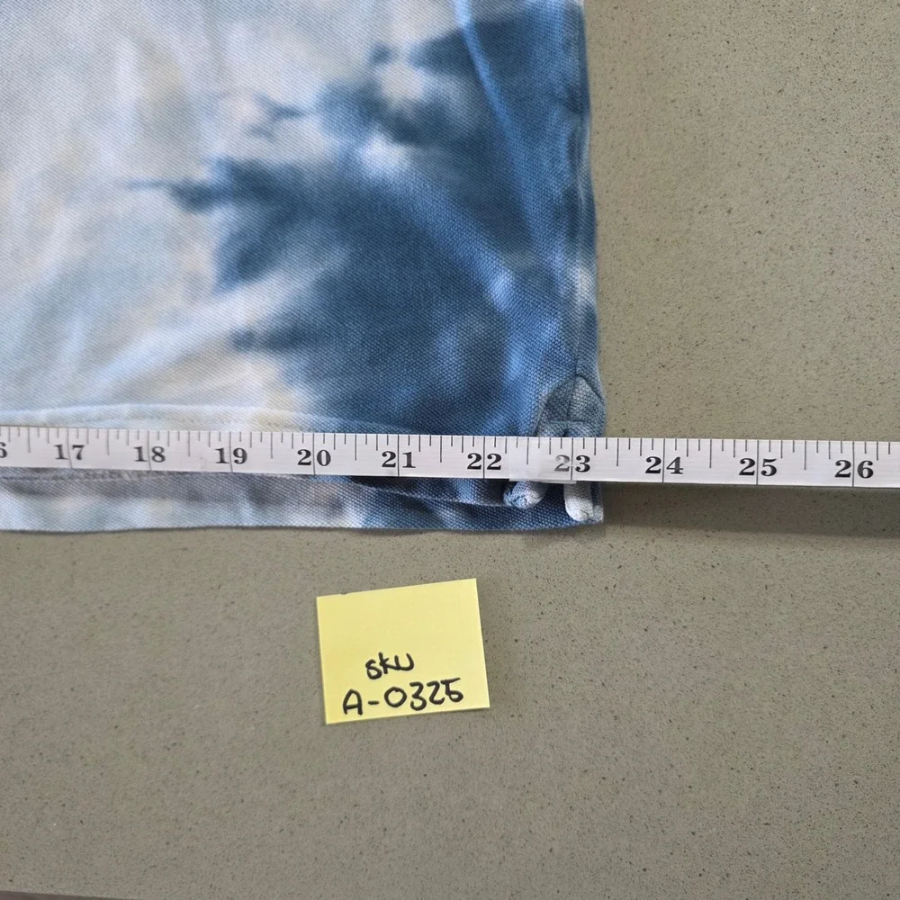 True Religion Mens Blue Tie Dye World Tour Logo Polo Shirt Size Large‎